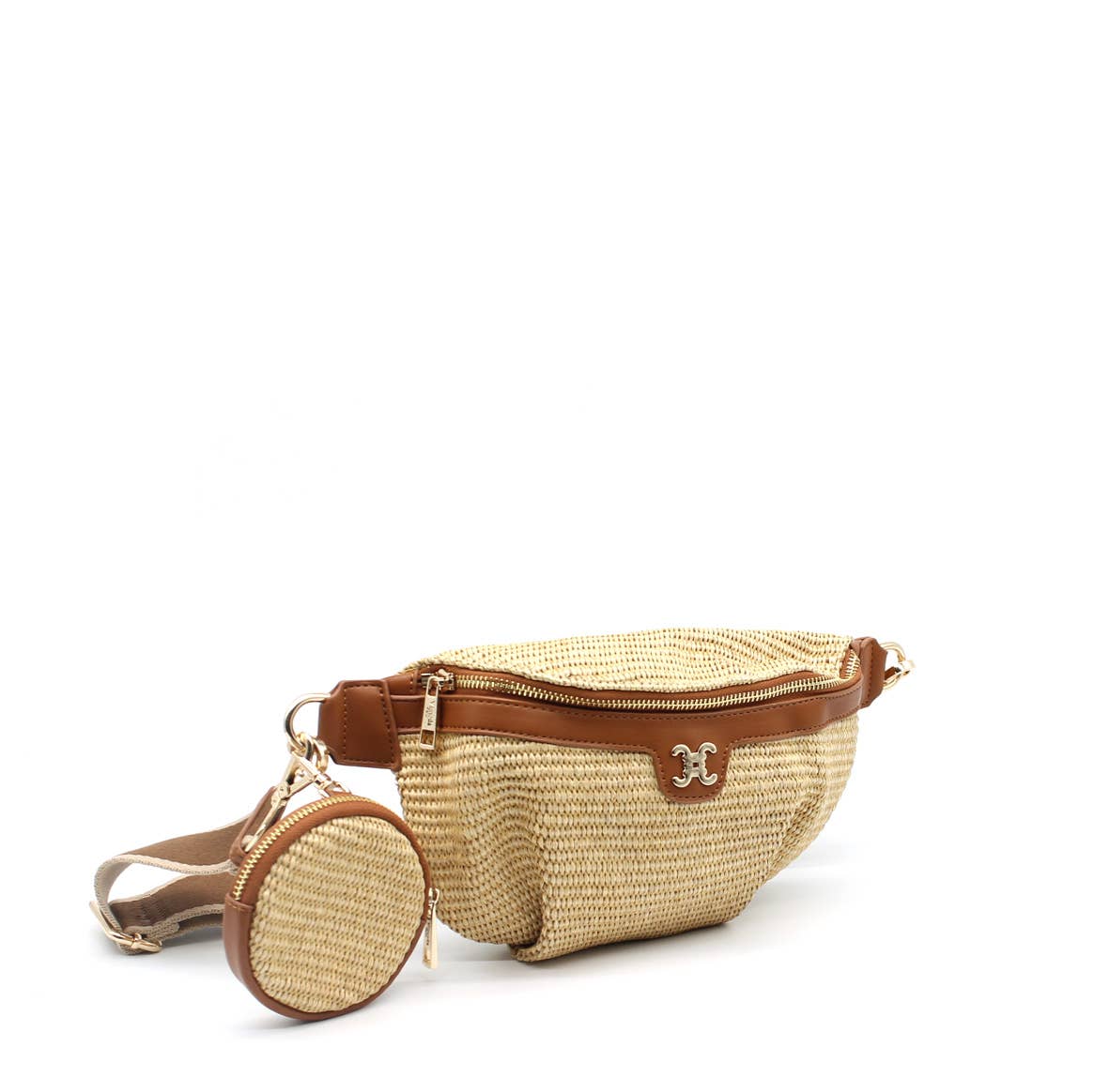 Sac tressé avec petit logo CC – Banane avec pochette