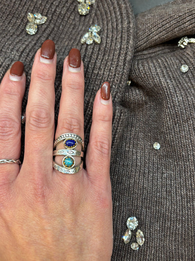 Bague jalan turquoise et lapis lazuli