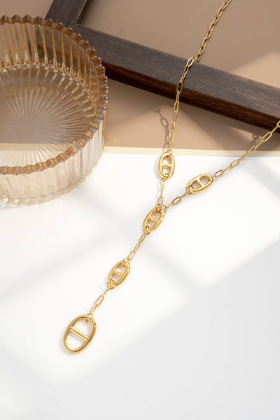 Collier maillons ovales doré moderne graphique élégant