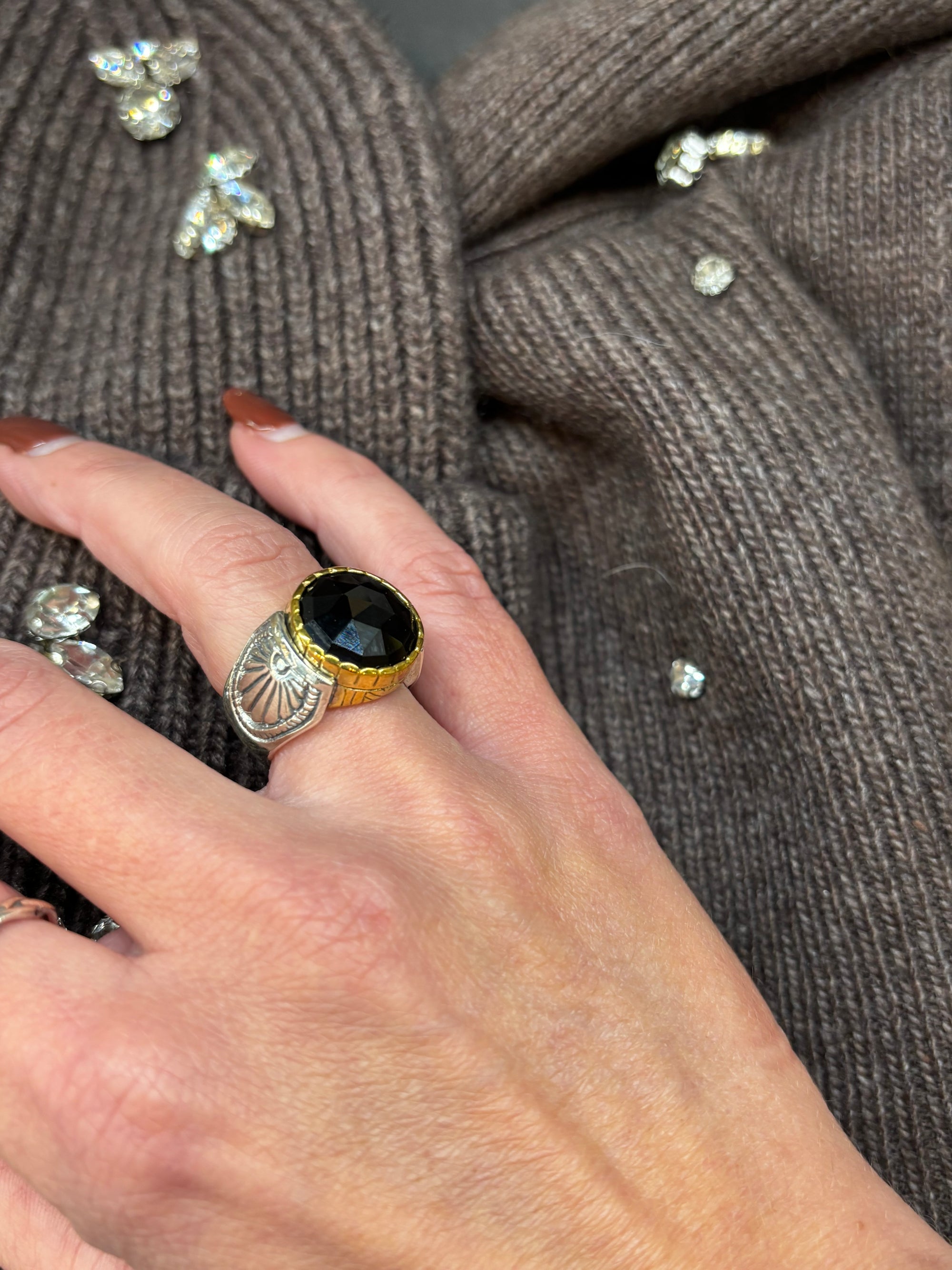 Bague jalan onyx faceté