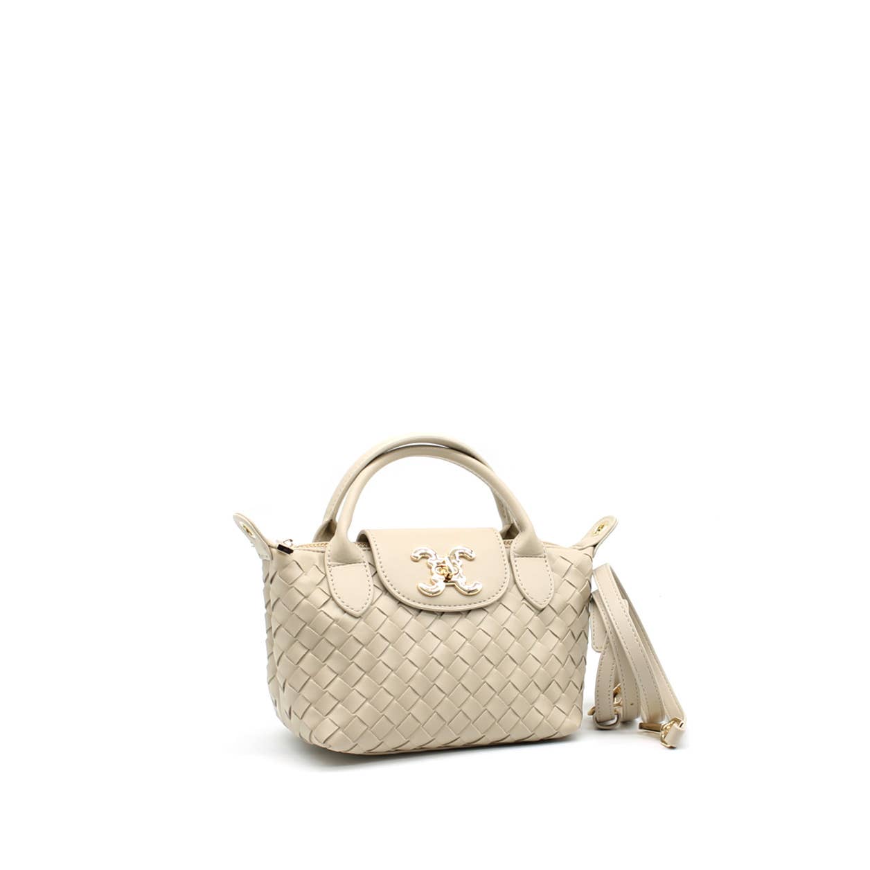 Sac tressé avec fermoir logo CC