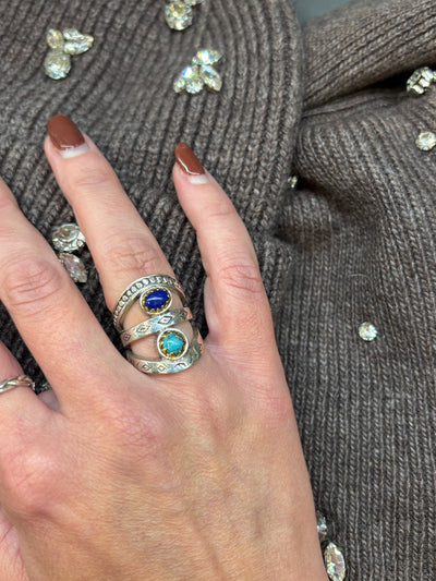 Bague jalan turquoise et lapis lazuli