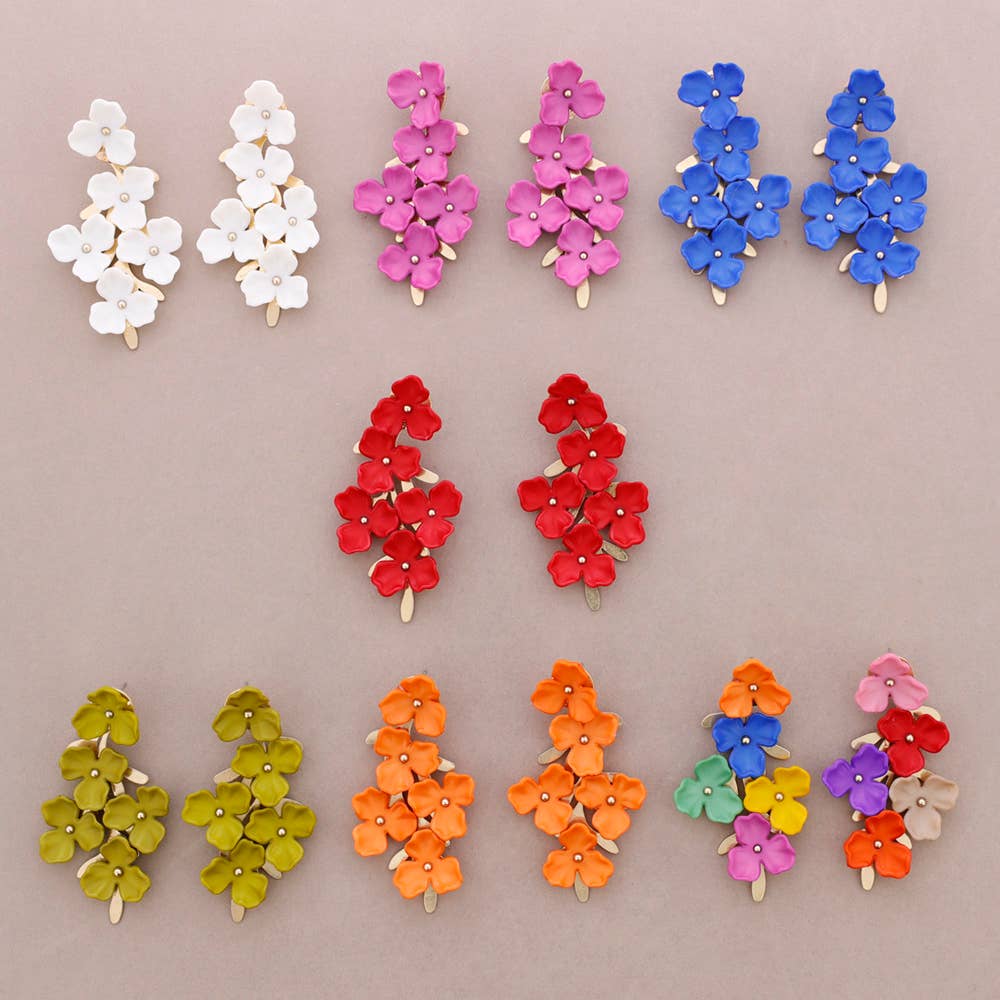 Boucles d'oreilles Fleur Résine Métal