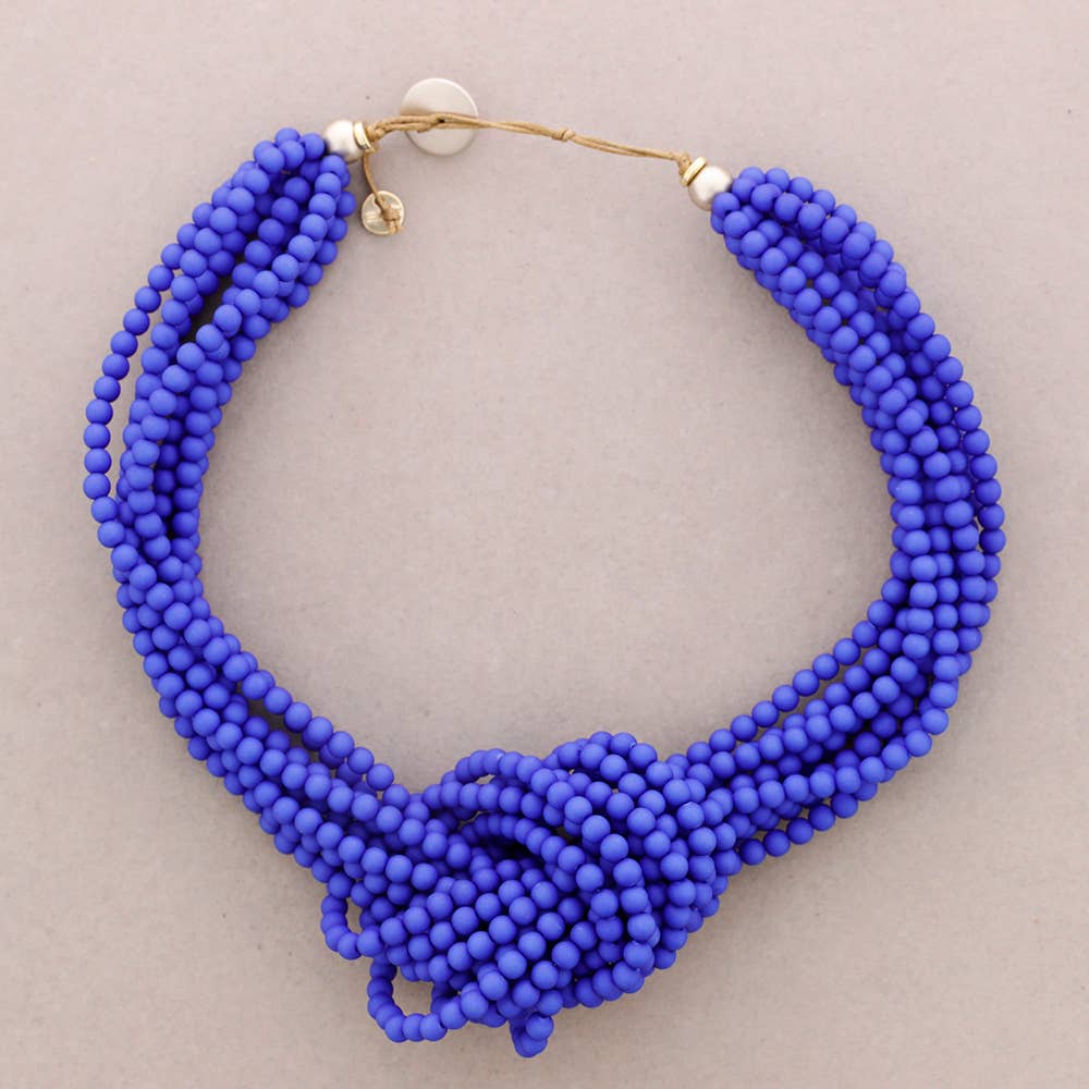 Collier Ras du Cou Nœud Perles Résine