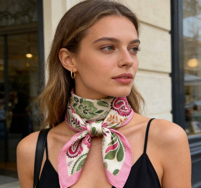 D2026-34 Foulard touche soie 70x70 motif bandana