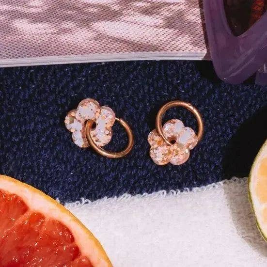 Créoles Mini Fleur Ivoire Orange
