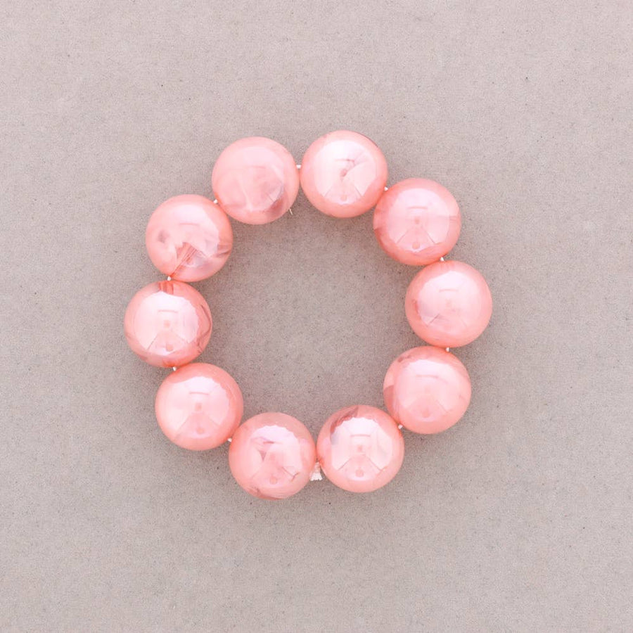 Bracelet Élastique Perles Boules Résine: Rose