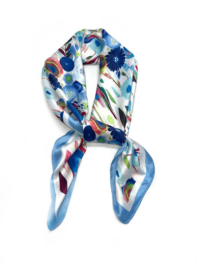 J-131/J-10 Petit foulard carré motif petite rose coloré