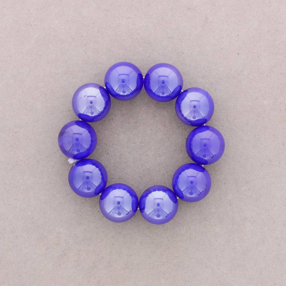 Bracelet Élastique Perles Boules Résine: Bleu