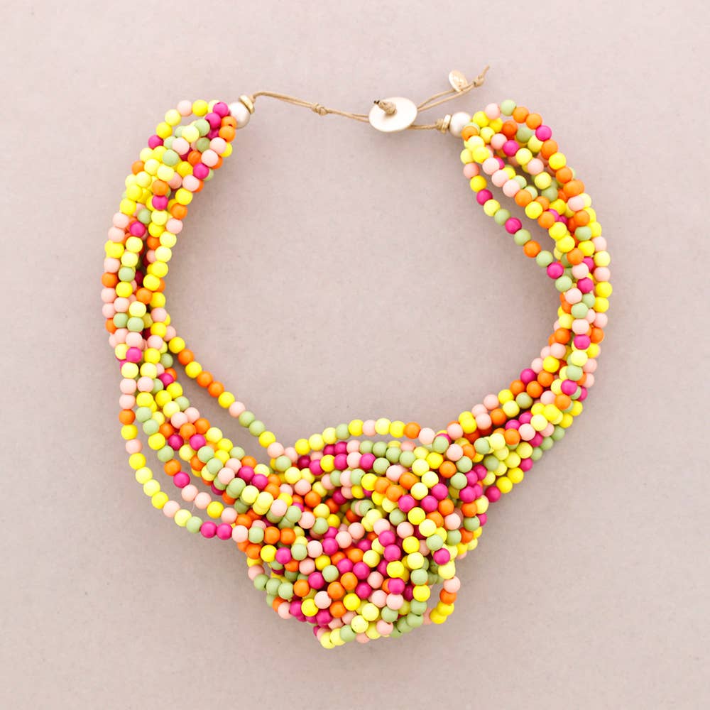 Collier Ras du Cou Nœud Perles Résine