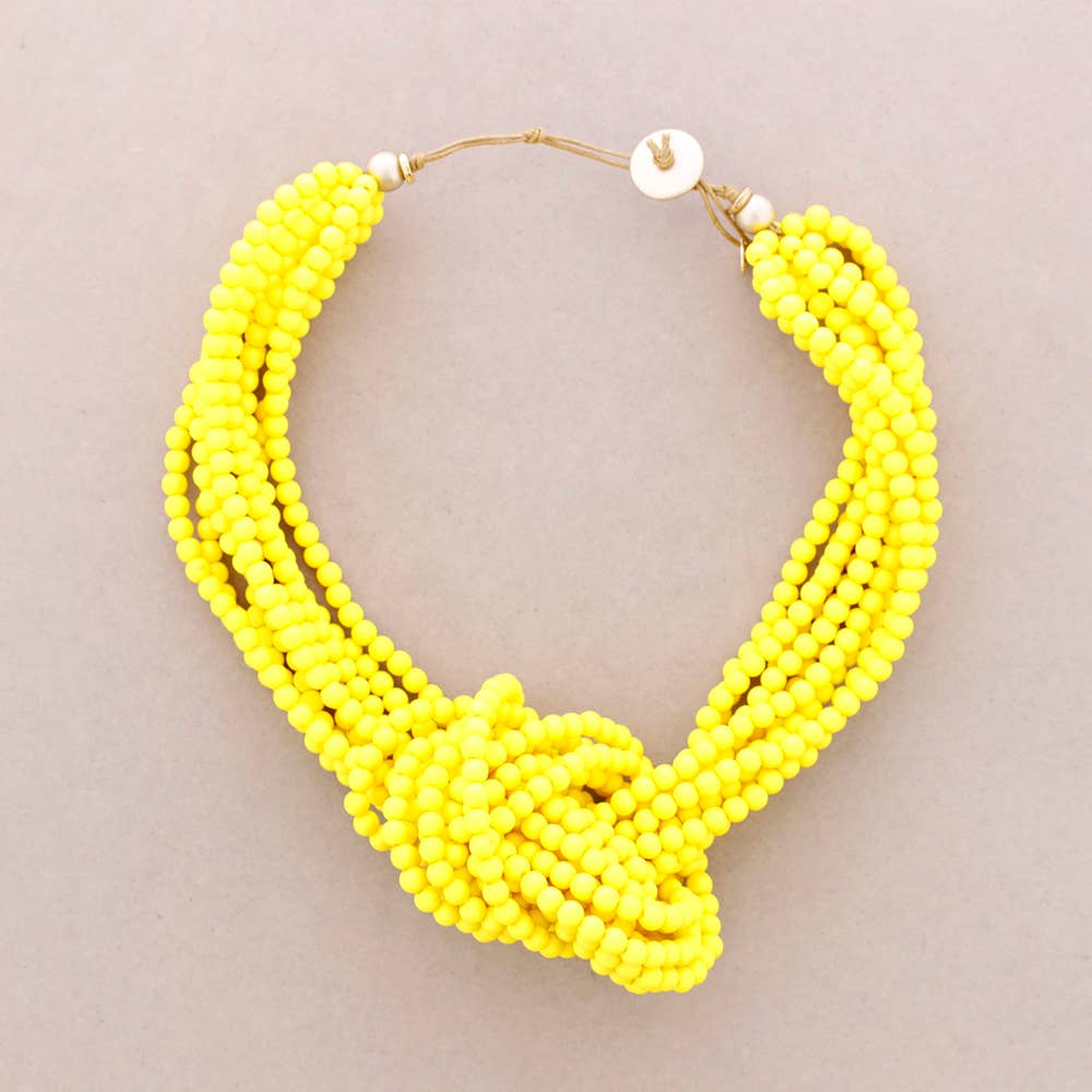 Collier Ras du Cou Nœud Perles Résine