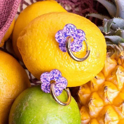 Créoles Fleur Mauve Orange