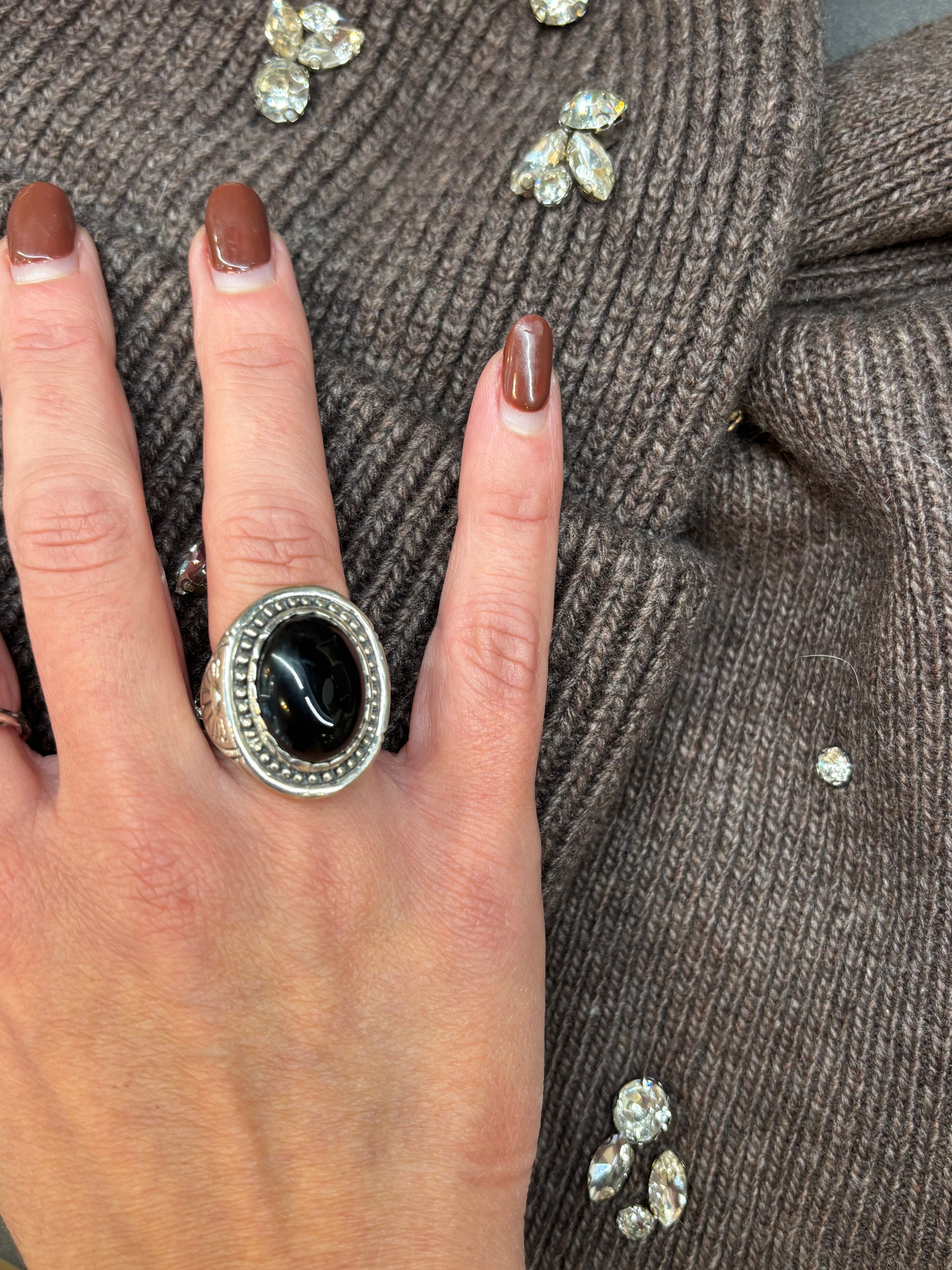 Bague jalan onyx faceté