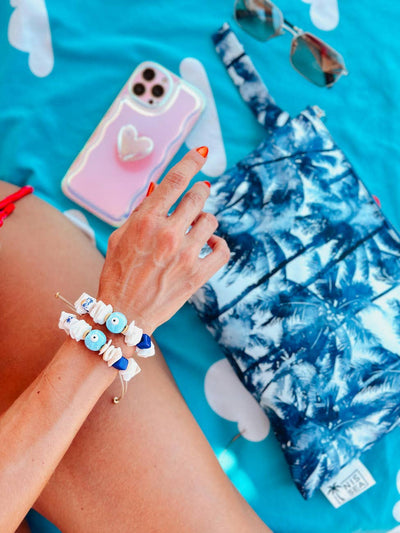 Bracelets d'été en coquillage et perles en céramique