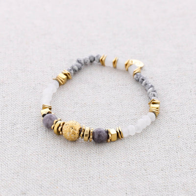 Bracelet élastique en acier orné de pierres