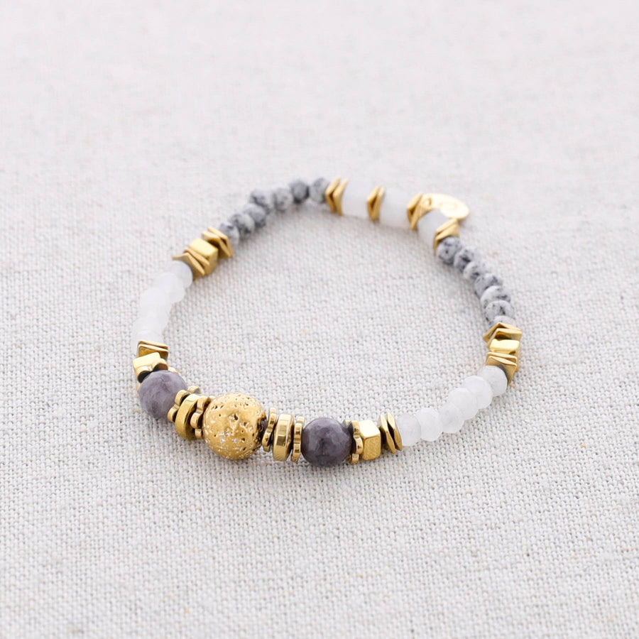 Bracelet élastique en acier orné de pierres