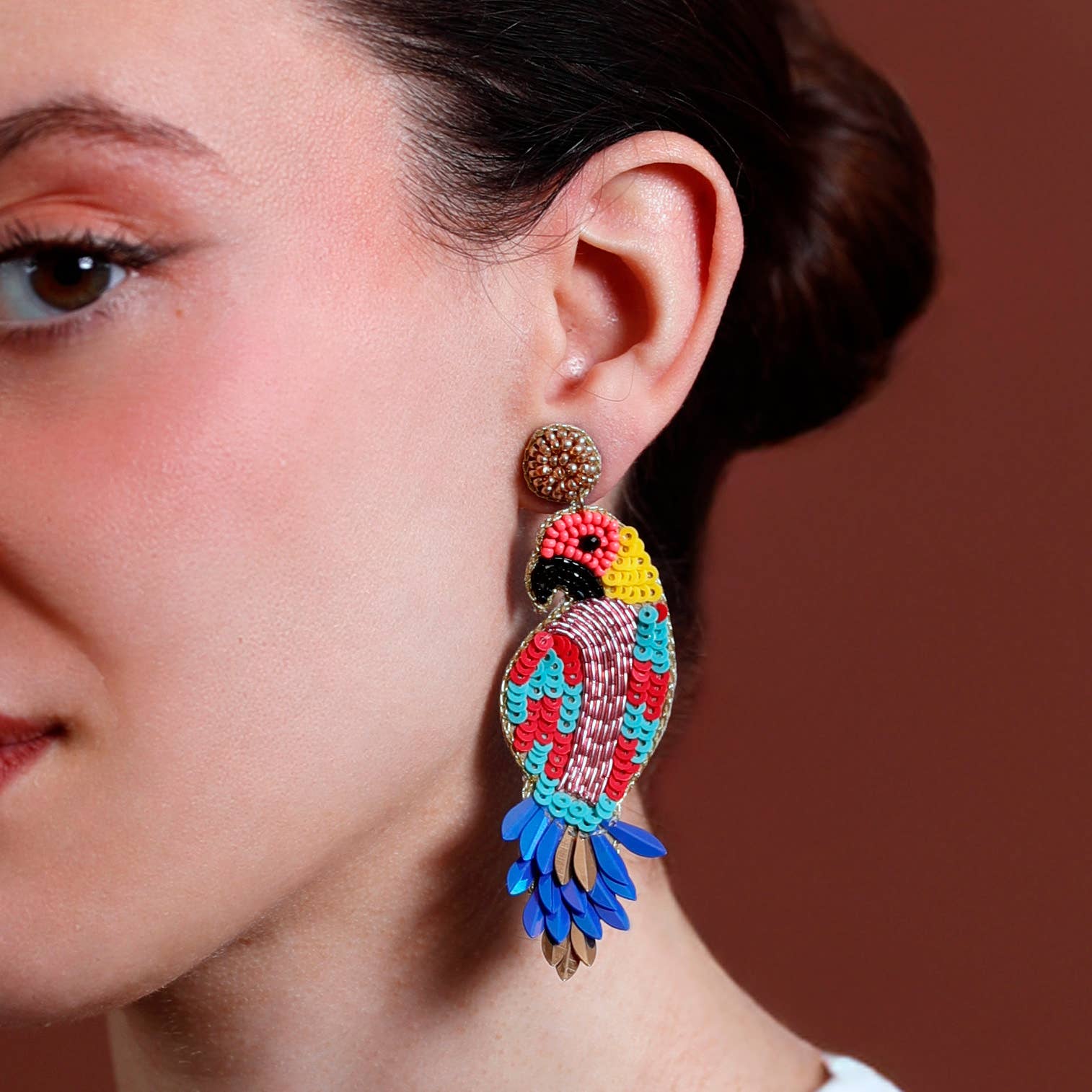 Pendientes Colgante Pájaro Lentejuelas