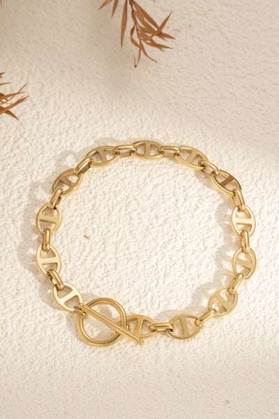 Bracelet maillons ajourés acier inoxydable fermoir toggle
