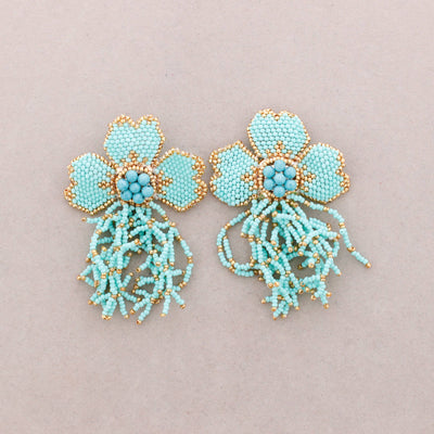 Boucles d’oreilles ethniques à perles en forme de fleur: Vert menthe