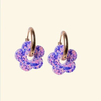 Créoles Fleur Mauve Orange