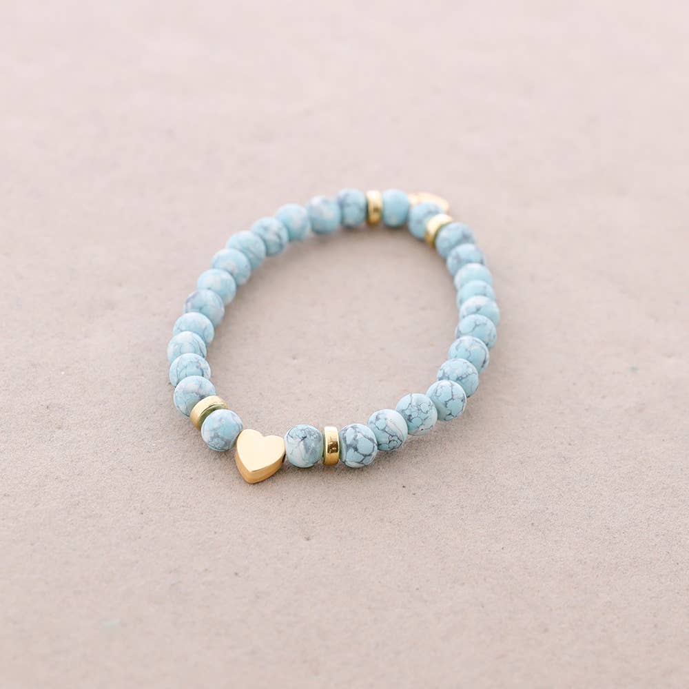 Bracelet élastique perles avec cœur