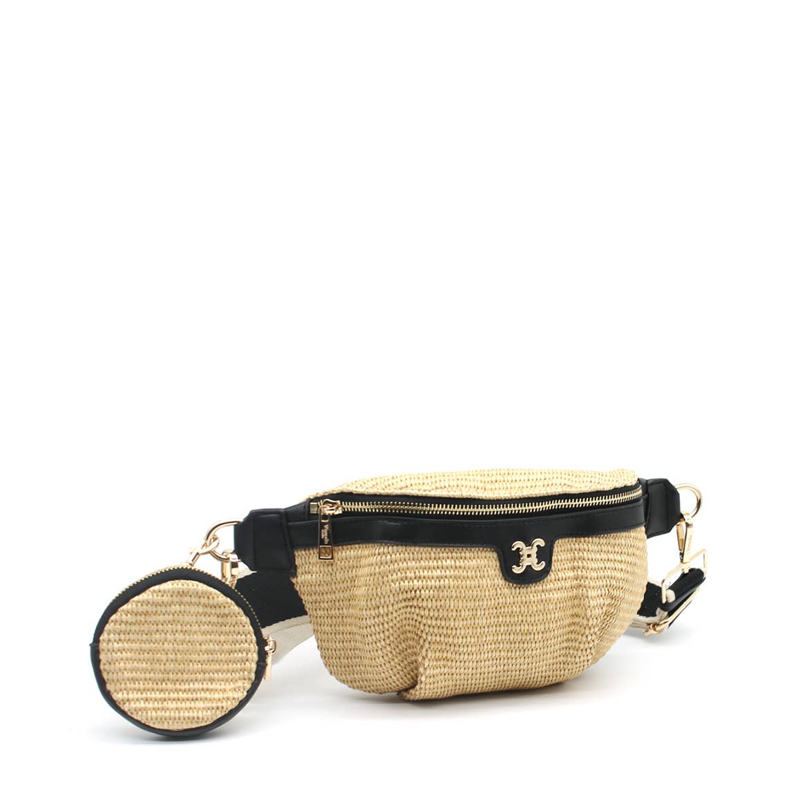 Sac tressé avec petit logo CC – Banane avec pochette