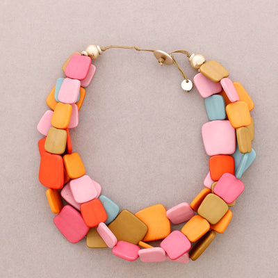 Collier 3 tours perles en résine