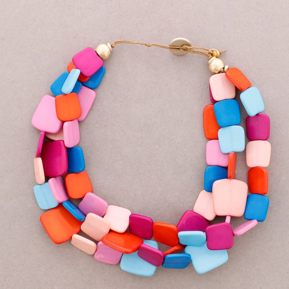 Collier 3 tours perles en résine