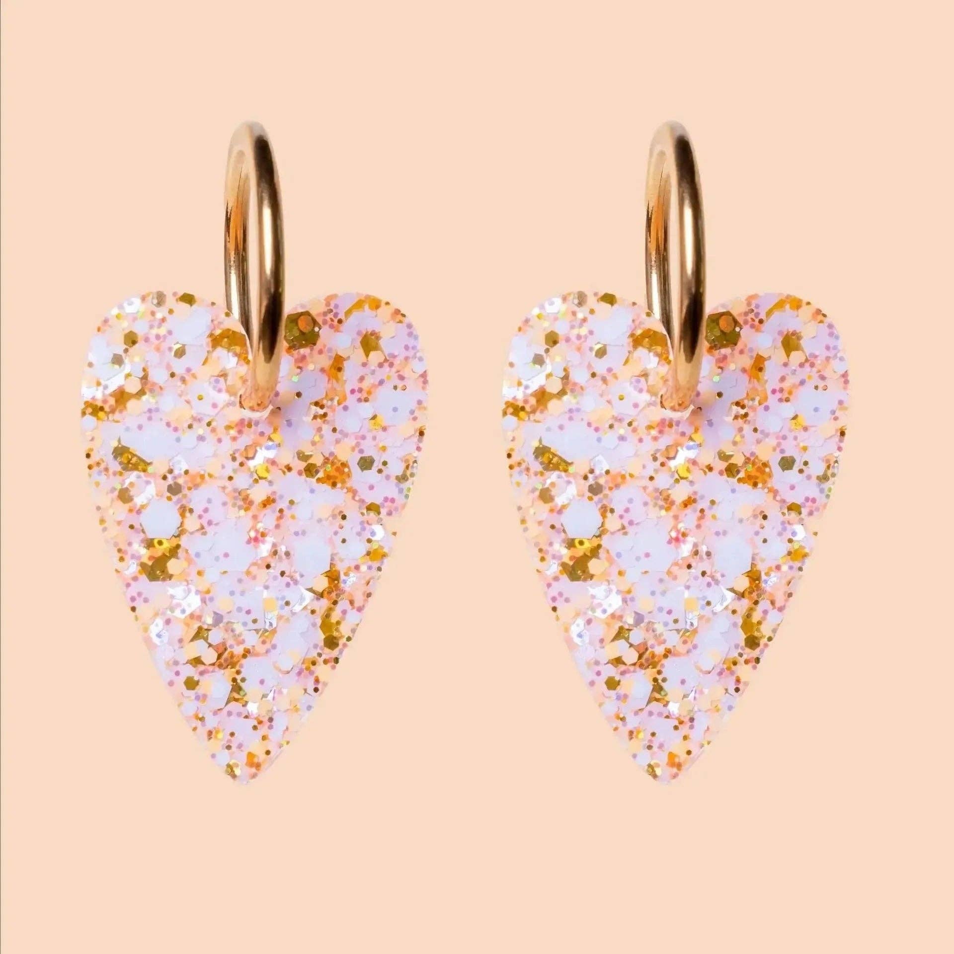 Boucles d'oreilles Cœur Ivoire Orange
