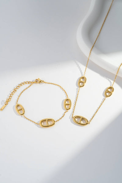 Collier Motif Ovale Élégant  Acier Inoxydable