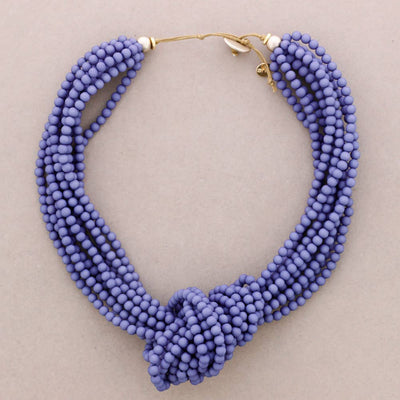 Collier Ras du Cou Nœud Perles Résine