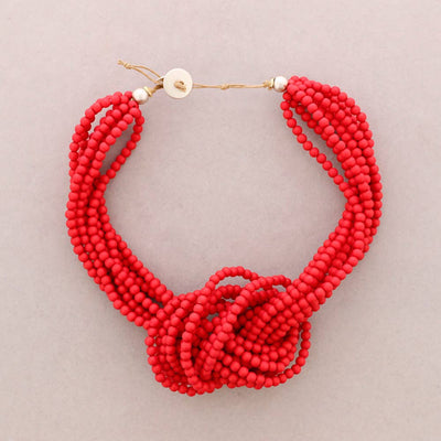Collier Ras du Cou Nœud Perles Résine