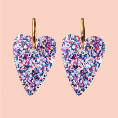 Boucles d'oreilles Cœur Orange Bleu Parme
