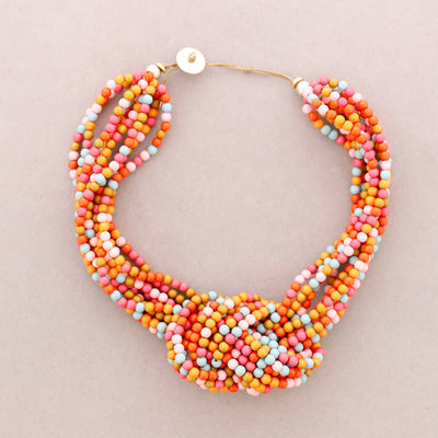 Collier Ras du Cou Nœud Perles Résine