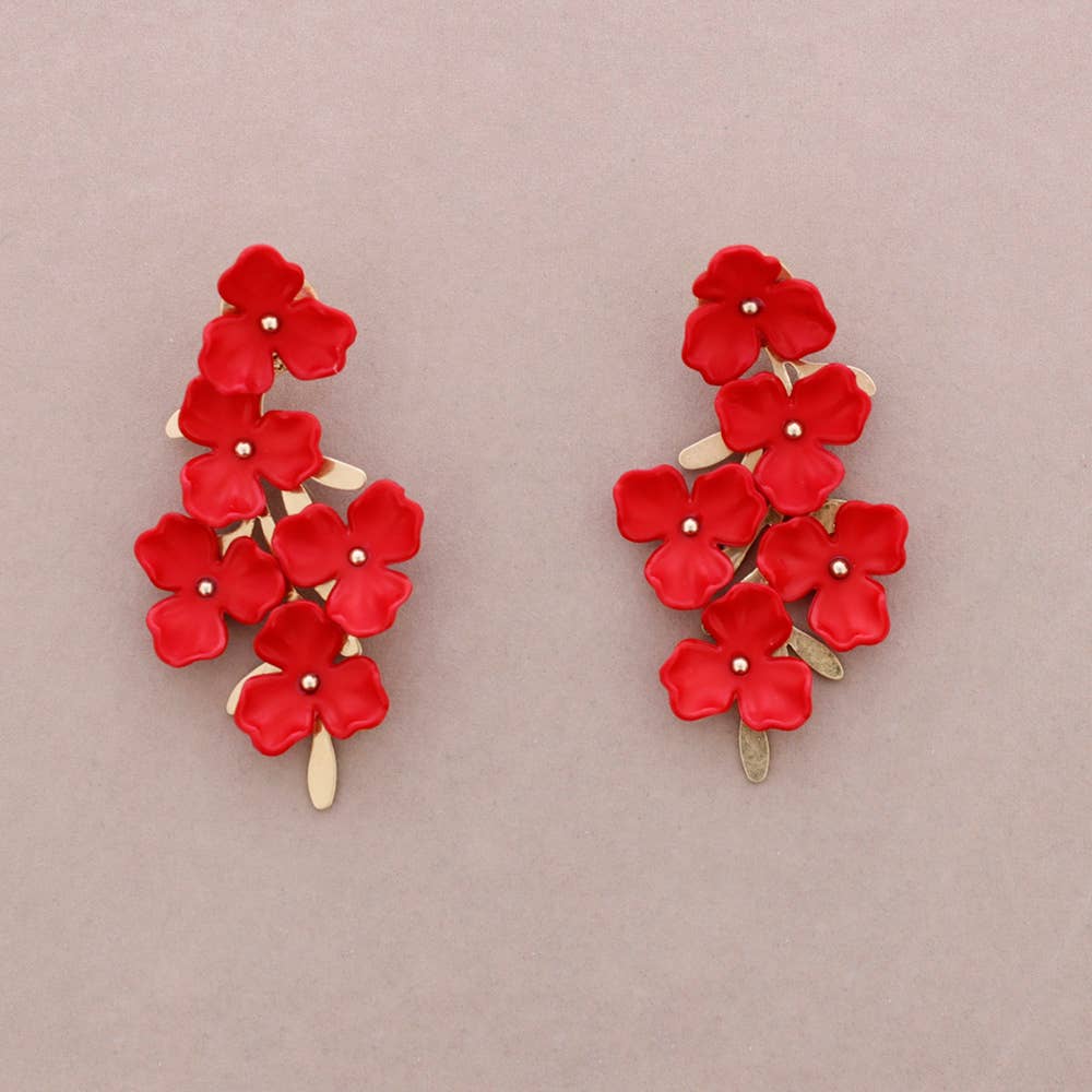 Boucles d'oreilles Fleur Résine Métal