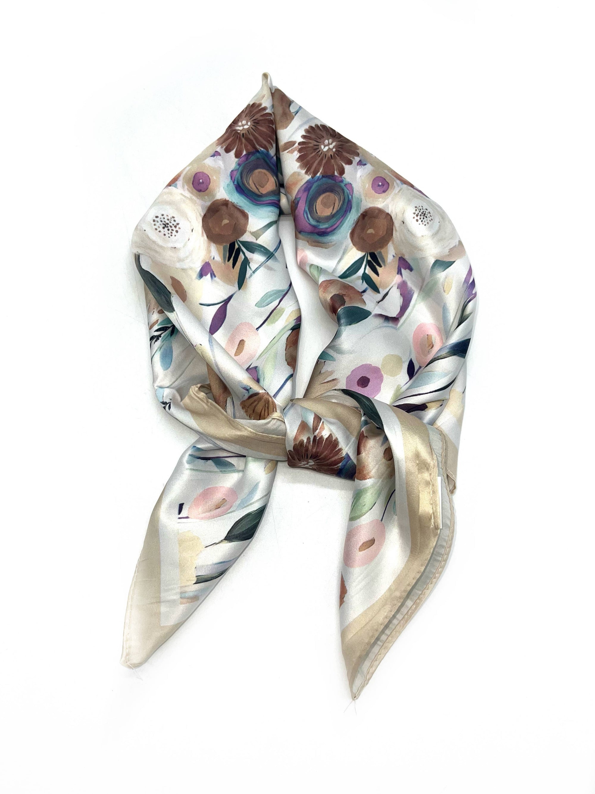 J-131/J-10 Petit foulard carré motif petite rose coloré