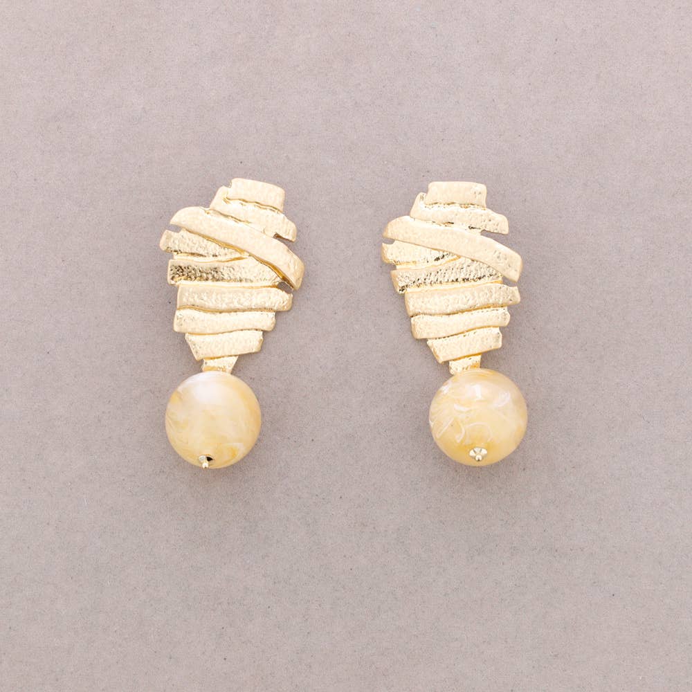 Boucles d'oreilles Forme Métal Pendentif Boule Résine
