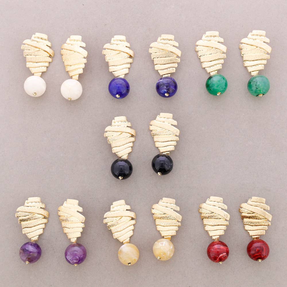 Boucles d'oreilles Forme Métal Pendentif Boule Résine