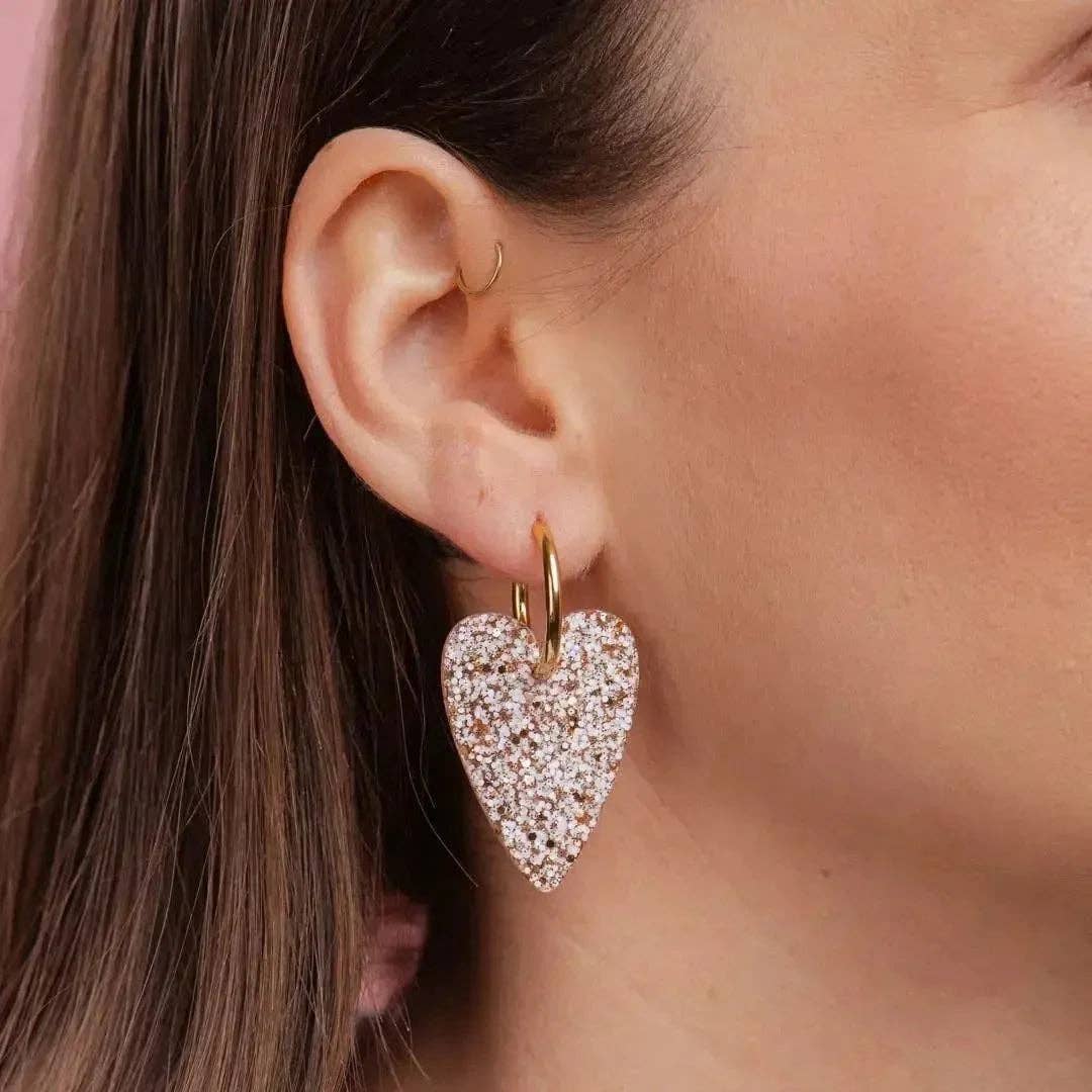 Boucles d'oreilles Cœur Ivoire Champagne