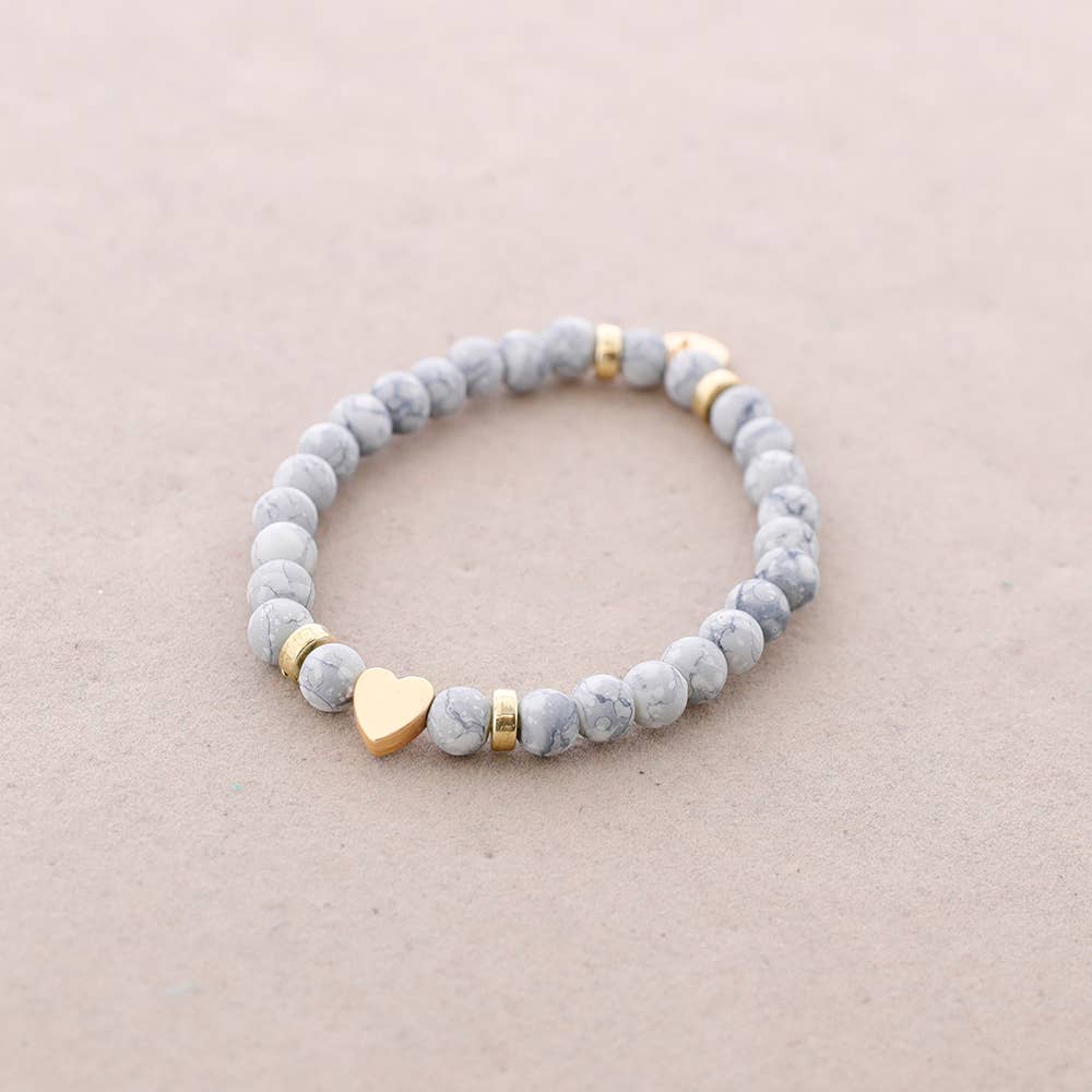 Bracelet élastique perles avec cœur