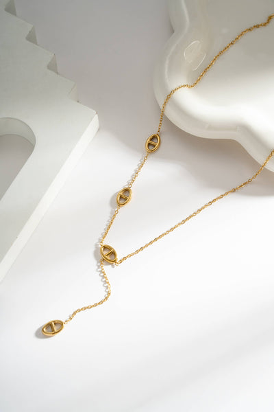 Collier acier inoxydable doré pendentifs ovales élégants