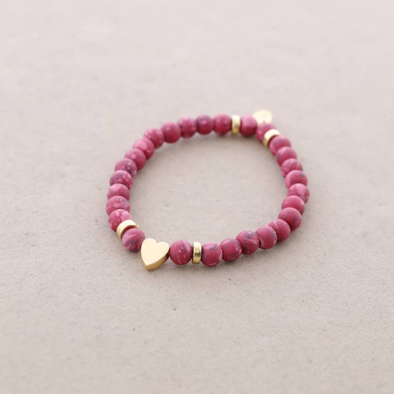 Bracelet élastique perles avec cœur