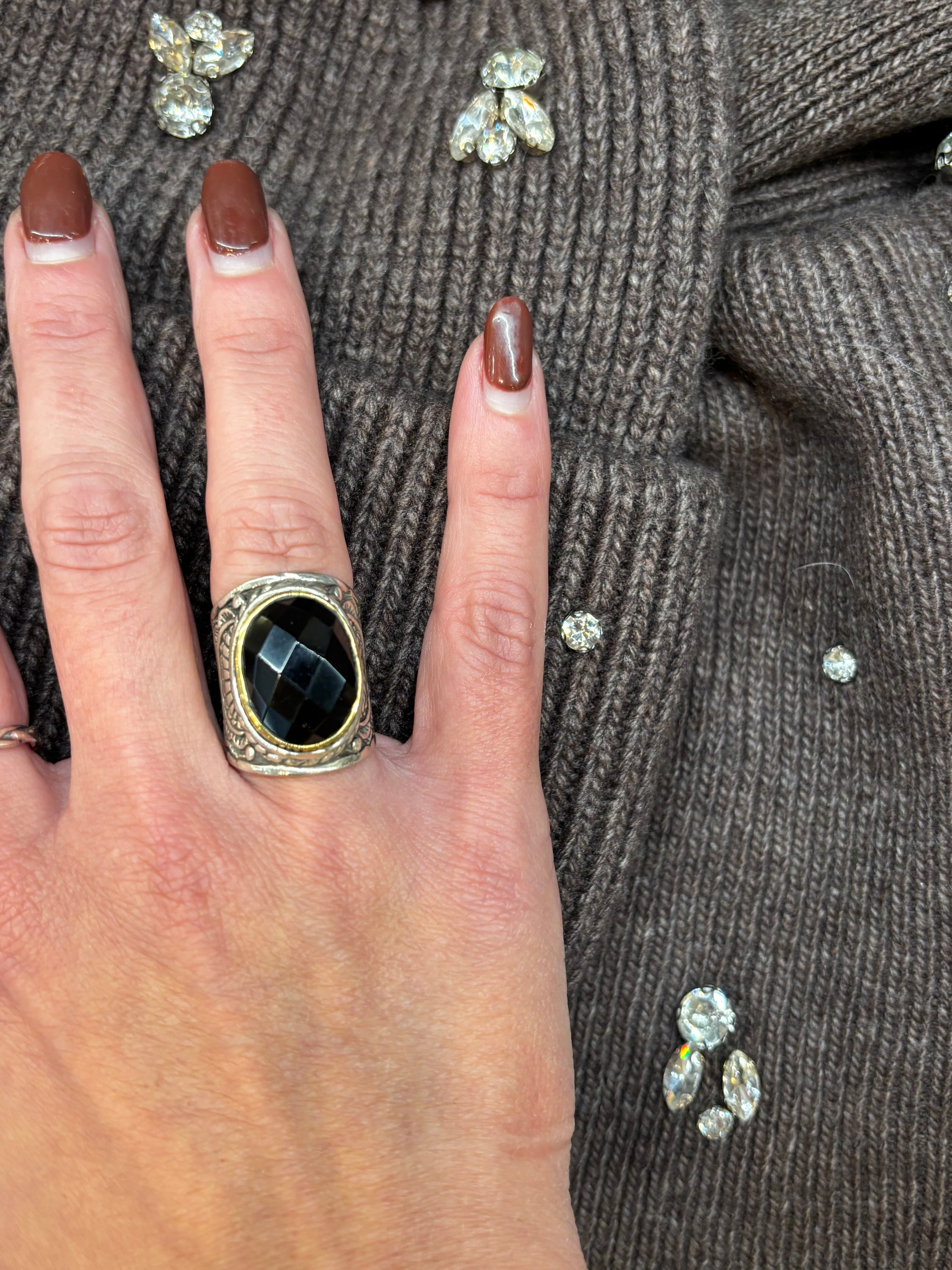 Bague jalan onyx faceté