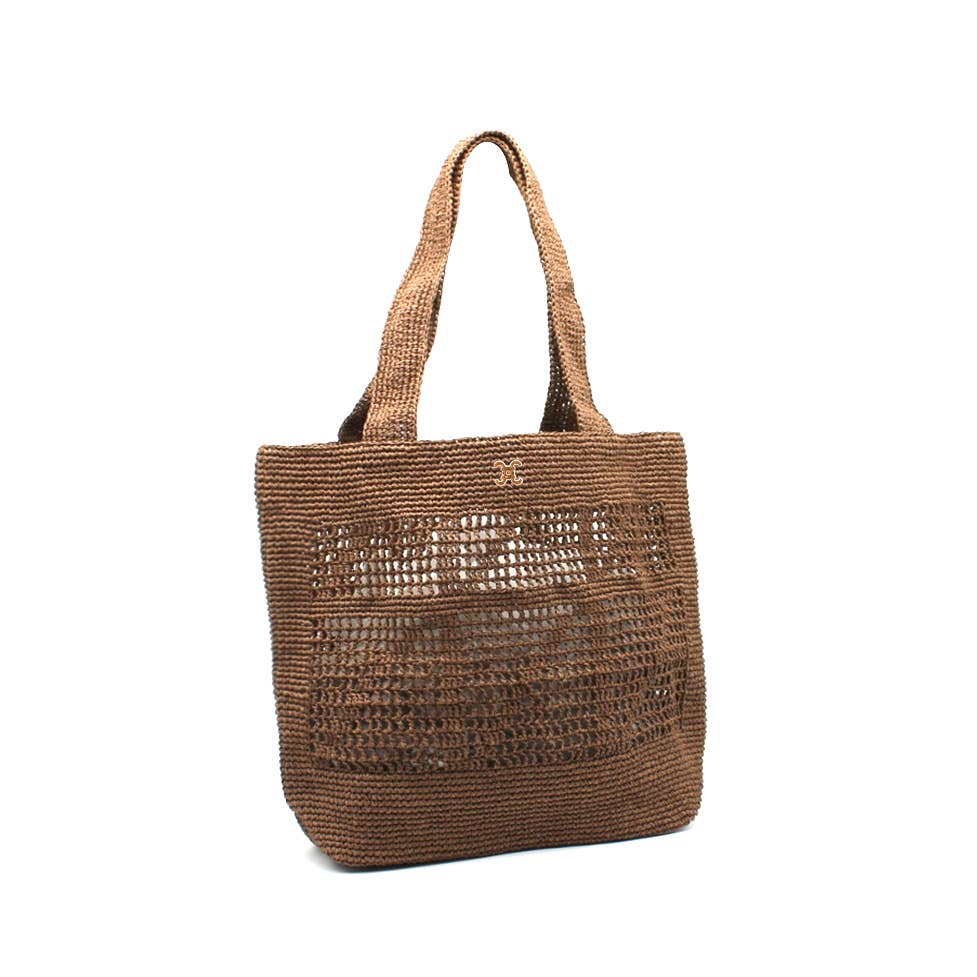 Cabas ajouré effet crochet avec détail logo métallique