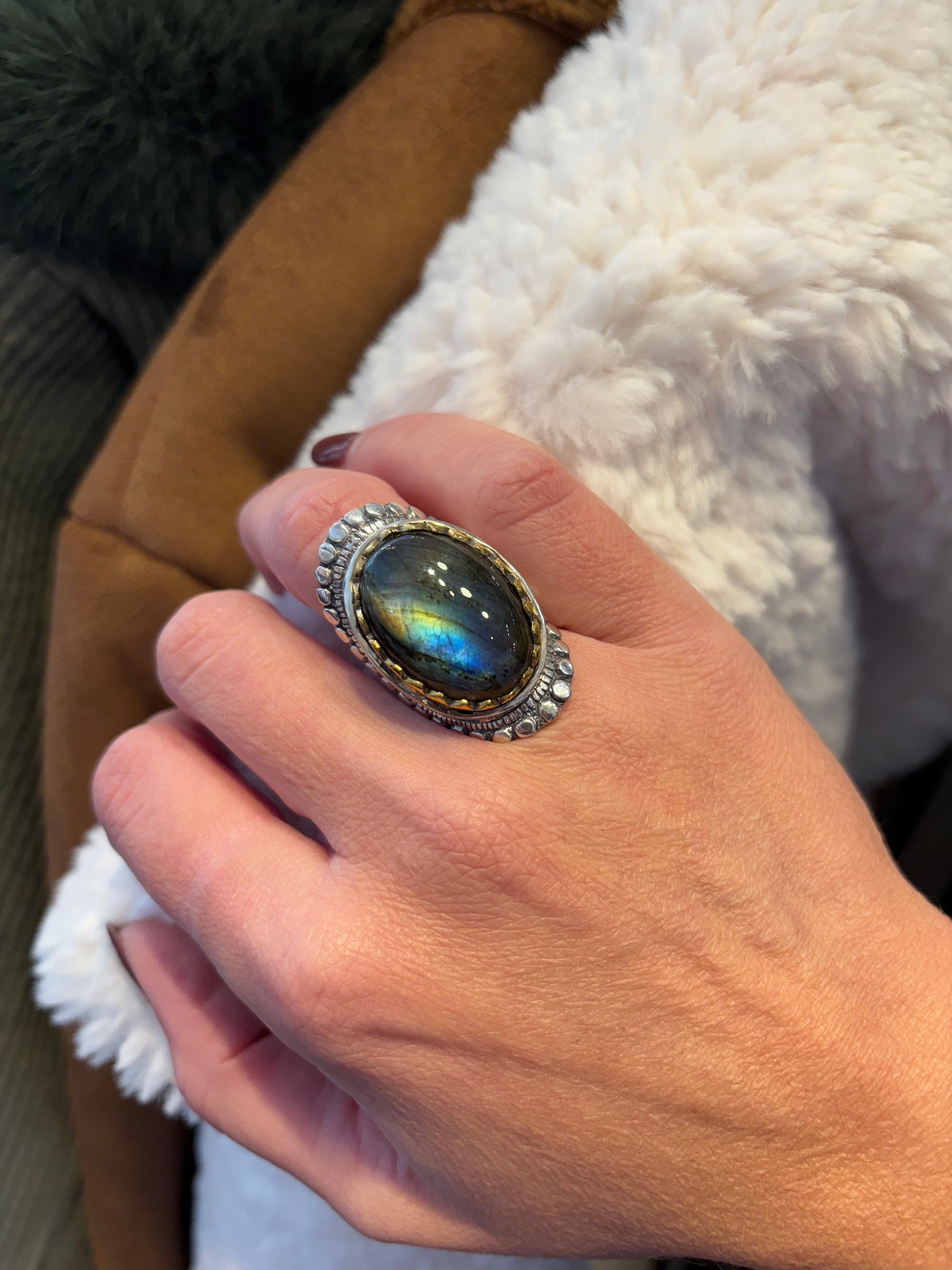 Bague jalan labradorite