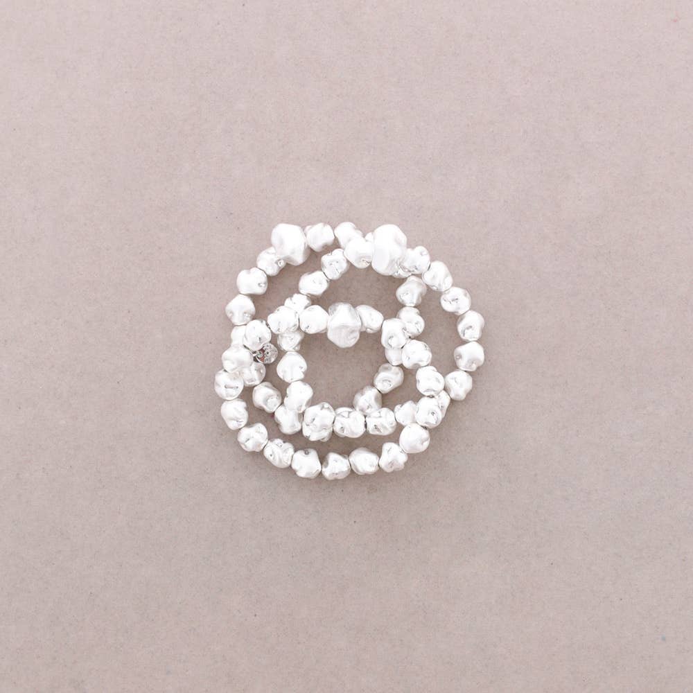 Bracelet Élastique Triple Perles Métal