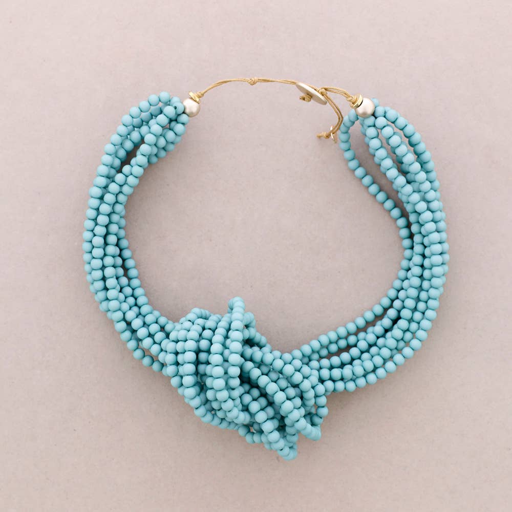 Collier Ras du Cou Nœud Perles Résine