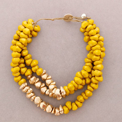 Collier Ras du Cou Triple Perles Résine Métal: Burdeos