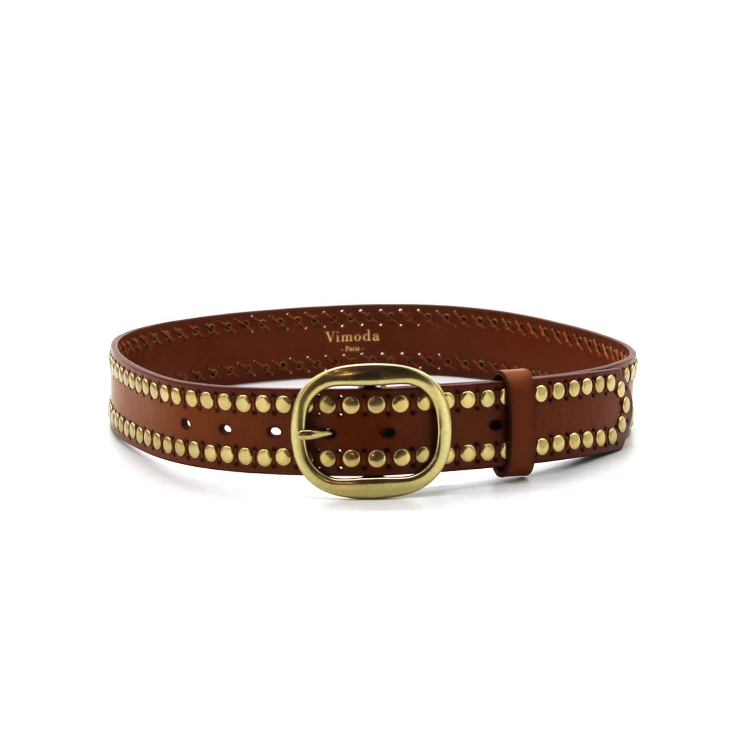 Ceinture large en cuir avec clous