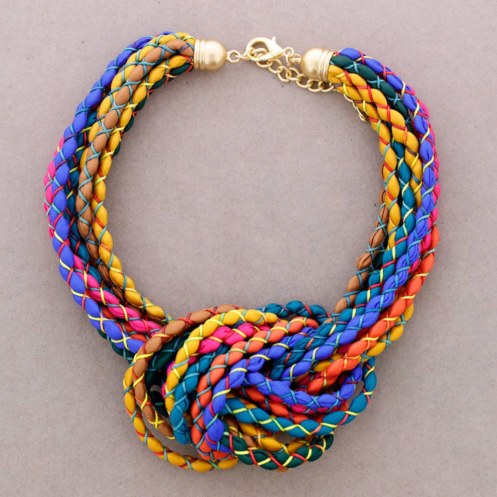 Collier ras-du-cou nœud en tissu satiné